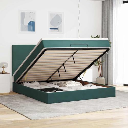 Qnhdfrt Ottomanbett mit Matratzen 160x200 cm Dunkelgrün Samt Bettgestell mit hydraulischem Stauraum & Taschenfederkernmatratze für erholsamen Schlaf Qnhdfrt Ottomanbett mit Matratzen 160x200 cm Dunkelgrün Samt Bettgestell mit hydraulischem Stauraum & Taschenfederkernmatratze für erholsamen Schlaf von Qnhdfrt