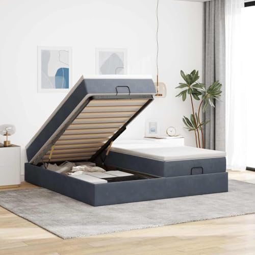 Qnhdfrt Ottomanbett mit Matratzen 160x200 cm Samtstoff Doppelbett mit Stauraum und Taschenfederkernmatratze Dunkelgrau für Schlafzimmer und Gästezimmer Qnhdfrt Ottomanbett mit Matratzen 160x200 cm Samtstoff Doppelbett mit Stauraum und Taschenfederkernmatratze Dunkelgrau für Schlafzimmer und Gästezimmer von Qnhdfrt