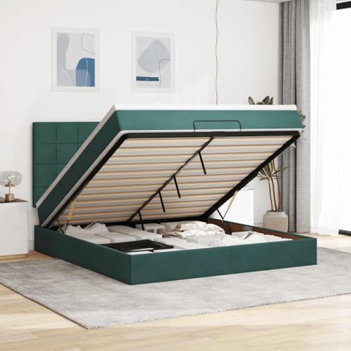 Qnhdfrt Ottomanbett mit Matratzen 180x200 cm Dunkelgrün Samt Stoff Bettgestell mit Stauraum LED Beleuchtung und Taschenfederkernmatratze für Schlafzimmer und Gästezimmer Qnhdfrt Ottomanbett mit Matratzen 180x200 cm Dunkelgrün Samt Stoff Bettgestell mit Stauraum LED Beleuchtung und Taschenfederkernmatratze für Schlafzimmer und Gästezimmer von Qnhdfrt