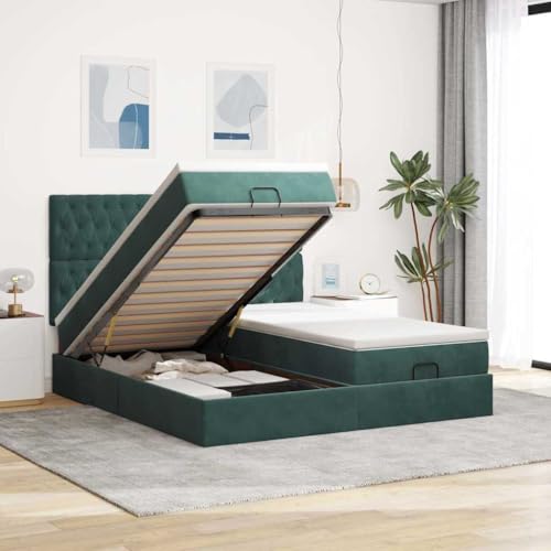 Qnhdfrt Ottomanbett mit Matratzen 180x200 cm Dunkelgrün Samt Stoff Doppelbett mit Hydraulik Stauraum und Taschenfederkernmatratze für Schlafzimmer Gästebett Qnhdfrt Ottomanbett mit Matratzen 180x200 cm Dunkelgrün Samt Stoff Doppelbett mit Hydraulik Stauraum und Taschenfederkernmatratze für Schlafzimmer Gästebett von Qnhdfrt