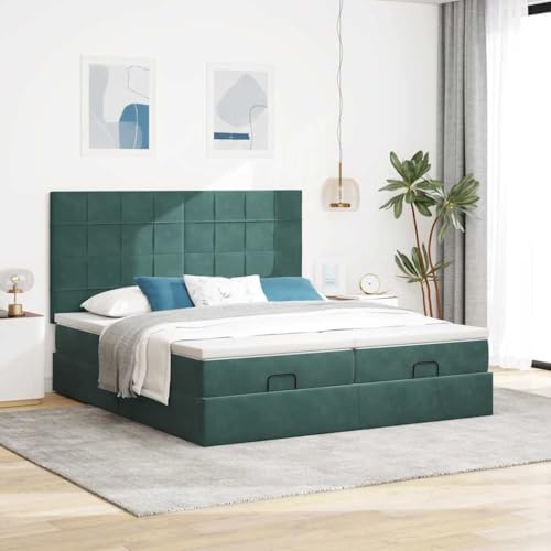 Qnhdfrt Ottomanbett mit Matratzen 180x200 cm Dunkelgrün Samt Stoff Hydraulik Stauraum LED Beleuchtung für Schlafzimmer und Gästezimmer Qnhdfrt Ottomanbett mit Matratzen 180x200 cm Dunkelgrün Samt Stoff Hydraulik Stauraum LED Beleuchtung für Schlafzimmer und Gästezimmer von Qnhdfrt