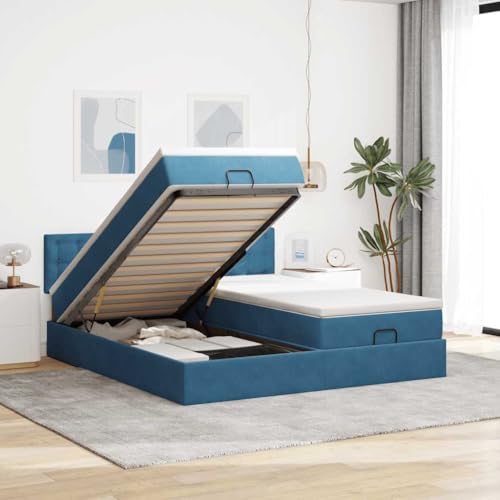 Qnhdfrt Ottomanbett mit Matratzen 200x200 cm Dunkelblau Samt Taschenfederkern Hydraulik Stauraum LED Beleuchtung für Schlafzimmer Qnhdfrt Ottomanbett mit Matratzen 200x200 cm Dunkelblau Samt Taschenfederkern Hydraulik Stauraum LED Beleuchtung für Schlafzimmer von Qnhdfrt