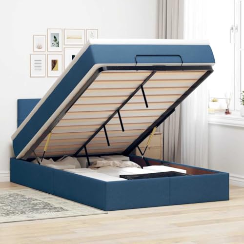 Qnhdfrt Ottomane Bett mit LED Beleuchtung 120x200 cm Blau Stoff Bettgestell mit Kopfteil Hydraulik Stauraum und Taschenfederkernmatratze für Schlafzimmer Gästebett Qnhdfrt Ottomane Bett mit LED Beleuchtung 120x200 cm Blau Stoff Bettgestell mit Kopfteil Hydraulik Stauraum und Taschenfederkernmatratze für Schlafzimmer Gästebett von Qnhdfrt