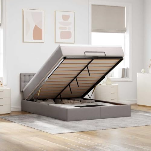 Qnhdfrt Ottomane Bett mit LED-Beleuchtung 140x200 cm Stoff Taupe Hydraulisches Bettgestell mit Taschenfederkernmatratze und Stauraum Modernes Design für Schlafzimmer und Gästezimmer Qnhdfrt Ottomane Bett mit LED-Beleuchtung 140x200 cm Stoff Taupe Hydraulisches Bettgestell mit Taschenfederkernmatratze und Stauraum Modernes Design für Schlafzimmer und Gästezimmer von Qnhdfrt