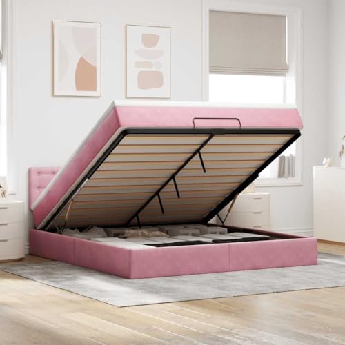 Qnhdfrt Ottomane Doppelbett 180x200 Rosa Samt mit LED Beleuchtung und Stauraum komplett inkl Taschenfederkernmatratze und Topper für Schlafzimmer und Gästezimmer Qnhdfrt Ottomane Doppelbett 180x200 Rosa Samt mit LED Beleuchtung und Stauraum komplett inkl Taschenfederkernmatratze und Topper für Schlafzimmer und Gästezimmer von Qnhdfrt