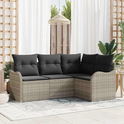 Qnhdfrt Outdoor Ecksofa 3 TLG Gartenmöbel Set Hellgrau Poly Rattan mit Schwarzen Kissen Modulares Design für Terrasse Balkon Garten Qnhdfrt Outdoor Ecksofa 3 TLG Gartenmöbel Set Hellgrau Poly Rattan mit Schwarzen Kissen Modulares Design für Terrasse Balkon Garten von Qnhdfrt