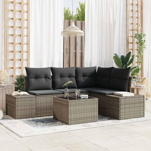 Qnhdfrt Outdoor Ecksofa Grau 5-teiliges Garten-Set aus Poly Rattan mit Kissen, Wetterfest & Modulares Design für Garten, Balkon und Terrasse Qnhdfrt Outdoor Ecksofa Grau 5-teiliges Garten-Set aus Poly Rattan mit Kissen, Wetterfest & Modulares Design für Garten, Balkon und Terrasse von Qnhdfrt