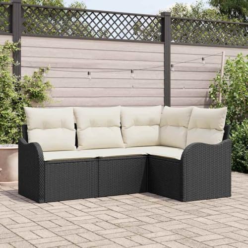 Qnhdfrt Outdoor Ecksofa Schwarz 3-TLG. mit Kissen aus Poly Rattan Modernes Design Wetterfest & Langlebig für Garten Terrasse und Balkon von Qnhdfrt