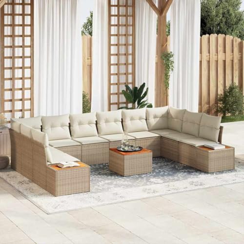 Qnhdfrt Outdoor Ecksofa Set 11 Teile Beige Poly Rattan Modernes Design Wetterfest mit Stauraum für Garten Terrasse und Balkon Qnhdfrt Outdoor Ecksofa Set 11 Teile Beige Poly Rattan Modernes Design Wetterfest mit Stauraum für Garten Terrasse und Balkon von Qnhdfrt