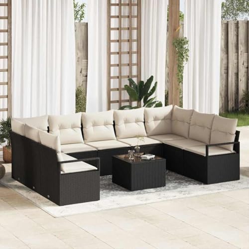 Qnhdfrt Outdoor Ecksofa Set 5 Teile Schwarz Modernes Poly Rattan Sofa mit Creme Kissen und Tisch für Garten Terrasse Balkon Qnhdfrt Outdoor Ecksofa Set 5 Teile Schwarz Modernes Poly Rattan Sofa mit Creme Kissen und Tisch für Garten Terrasse Balkon von Qnhdfrt