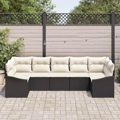 Qnhdfrt Outdoor Ecksofa Set 7 TLG. aus Poly Rattan in Creme Modernes Design Wetterfest mit Kissen für Garten Terrasse und Balkon Qnhdfrt Outdoor Ecksofa Set 7 TLG. aus Poly Rattan in Creme Modernes Design Wetterfest mit Kissen für Garten Terrasse und Balkon von Qnhdfrt