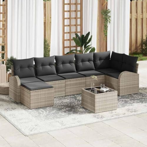 Qnhdfrt Outdoor Ecksofa Set 8 Teile Modernes Design Bequeme Sitzgruppe aus Poly Rattan Grau Beige für Garten Terrasse und Balkon Qnhdfrt Outdoor Ecksofa Set 8 Teile Modernes Design Bequeme Sitzgruppe aus Poly Rattan Grau Beige für Garten Terrasse und Balkon von Qnhdfrt