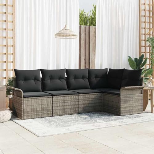 Qnhdfrt Outdoor Ecksofa Set Grau 2 Teile Modulares Rattan Sofa mit Kissen für Garten und Terrasse Modernes Design Robust und Langlebig für bis zu 5 Personen Qnhdfrt Outdoor Ecksofa Set Grau 2 Teile Modulares Rattan Sofa mit Kissen für Garten und Terrasse Modernes Design Robust und Langlebig für bis zu 5 Personen von Qnhdfrt