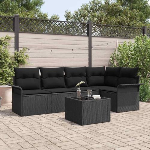 Qnhdfrt Outdoor Ecksofa Set Schwarz 3 Teile mit Tisch und Kissen aus Poly Rattan für Garten Balkon und Terrasse Modulares Design Flexibel und Wetterfest von Qnhdfrt