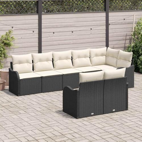 Qnhdfrt Outdoor Ecksofa Set Schwarz Poly Rattan Modernes Design 4 Teile mit Kissen Wetterfest für Garten Terrasse Balkon Lounge Möbel von Qnhdfrt