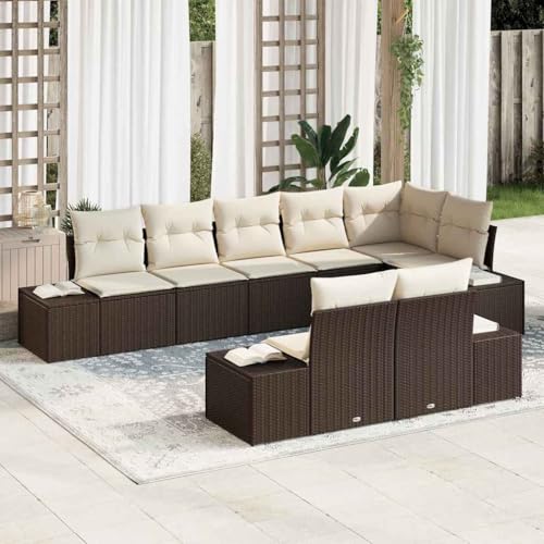Qnhdfrt Outdoor Ecksofa Set aus Poly Rattan Braun Modernes Design mit Wasserdichten Kissen für Garten Terrasse und Balkon von Qnhdfrt