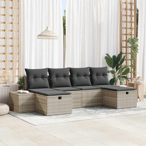 Qnhdfrt Outdoor Ecksofa Set aus Poly-Rattan in Hellgrau mit Stauraum und Kissen, Modulares Design für Garten, Terrasse und Balkon Qnhdfrt Outdoor Ecksofa Set aus Poly-Rattan in Hellgrau mit Stauraum und Kissen, Modulares Design für Garten, Terrasse und Balkon von Qnhdfrt