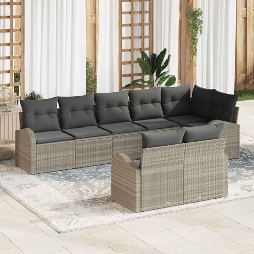 Qnhdfrt Outdoor Ecksofa-Set aus Poly-Rattan in Hellgrau mit schwarzen Kissen, 8-teilig für Garten, Balkon und Terrasse Qnhdfrt Outdoor Ecksofa-Set aus Poly-Rattan in Hellgrau mit schwarzen Kissen, 8-teilig für Garten, Balkon und Terrasse von Qnhdfrt