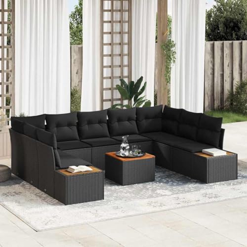 Qnhdfrt Outdoor Ecksofa Set aus schwarzem Poly Rattan mit Kissen und Gartentisch für 10 Personen Gartenmöbel Lounge Set mit Stauraum für Balkon und Terrasse Qnhdfrt Outdoor Ecksofa Set aus schwarzem Poly Rattan mit Kissen und Gartentisch für 10 Personen Gartenmöbel Lounge Set mit Stauraum für Balkon und Terrasse von Qnhdfrt