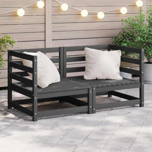 Qnhdfrt Outdoor Ecksofa aus Kiefer-Massivholz Grau Modulares Gartensofa für Balkon und Garten Robustes Lounge-Set von Qnhdfrt