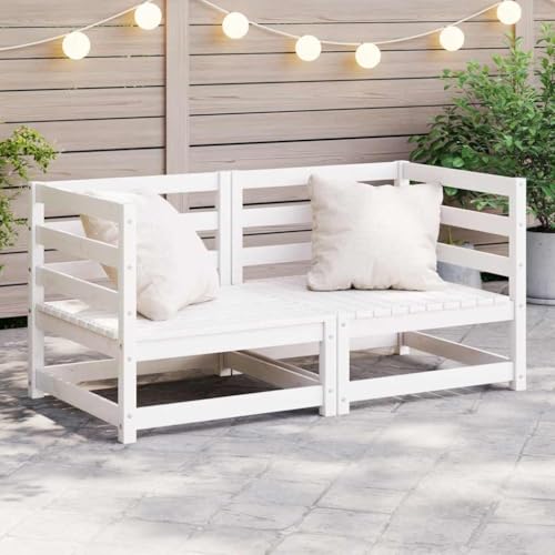 Qnhdfrt Outdoor Ecksofa aus Kiefer-Massivholz Weiß Modulares Gartensofa für Balkon und Garten Robustes Lounge-Set mit Flexibler Aufstellung von Qnhdfrt