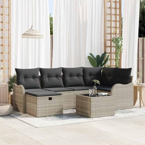 Qnhdfrt Outdoor Ecksofa aus synthetischem Rattan Hellgrau Modernes Design mit bequemen Kissen Flexibles modulares Setup für Garten Terrasse und Balkon Qnhdfrt Outdoor Ecksofa aus synthetischem Rattan Hellgrau Modernes Design mit bequemen Kissen Flexibles modulares Setup für Garten Terrasse und Balkon von Qnhdfrt