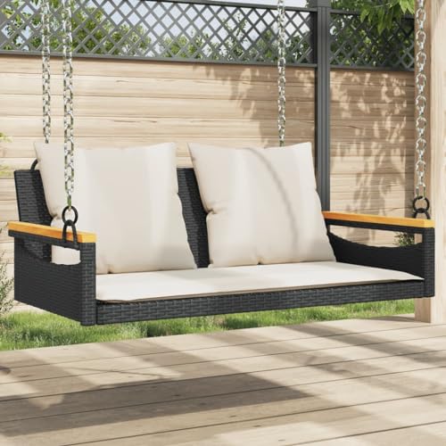 Qnhdfrt Outdoor Hängebank mit Kissen Schwarz Gartenbank PE Rattan 109x62x40 cm für Balkon Terrasse und Garten Robuster Rahmen Bequemes Design Qnhdfrt Outdoor Hängebank mit Kissen Schwarz Gartenbank PE Rattan 109x62x40 cm für Balkon Terrasse und Garten Robuster Rahmen Bequemes Design von Qnhdfrt