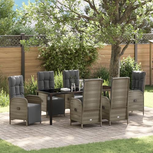 Qnhdfrt Outdoor Liegestuhl mit Kissen Grau Poly Rattan 2er Set Modern strapazierfähig für Garten Terrasse Balkon Entspannung von Qnhdfrt