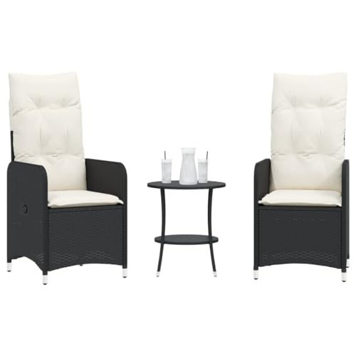 Qnhdfrt Outdoor Loungesessel 2er Set mit Tisch Schwarz PE-Rattan Gartenmöbel Verstellbare Rückenlehne Dicke Polsterung für Garten Terrasse Balkon Qnhdfrt Outdoor Loungesessel 2er Set mit Tisch Schwarz PE-Rattan Gartenmöbel Verstellbare Rückenlehne Dicke Polsterung für Garten Terrasse Balkon von Qnhdfrt