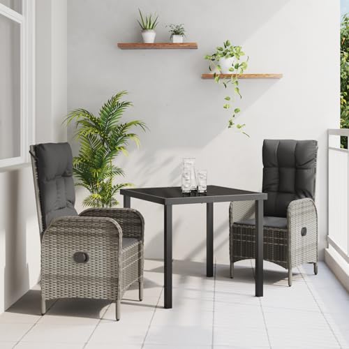 Qnhdfrt Outdoor Sessel Grau 2er Set aus Synthetischem Poly-Rattan mit Verstellbarer Neigung für Garten Terrasse Balkon Ergonomisch und Wetterfest Modernes Design von Qnhdfrt
