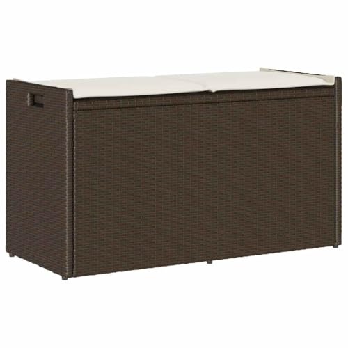 Qnhdfrt Outdoor Sitzbank mit Stauraum und Kissen Braun 100 cm - Robuste PE-Rattan Gartenbank mit Gasfeder für Balkon Terrasse Garten Qnhdfrt Outdoor Sitzbank mit Stauraum und Kissen Braun 100 cm - Robuste PE-Rattan Gartenbank mit Gasfeder für Balkon Terrasse Garten von Qnhdfrt