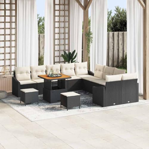 Qnhdfrt Outdoor Sofa Set 4 Teile Schwarz Modernes Poly Rattan Gartenmöbel Set mit Kissen Wetterfest für Balkon Garten Terrasse Qnhdfrt Outdoor Sofa Set 4 Teile Schwarz Modernes Poly Rattan Gartenmöbel Set mit Kissen Wetterfest für Balkon Garten Terrasse von Qnhdfrt