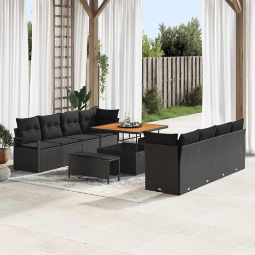 Qnhdfrt Outdoor Sofa Set Modulares Gartensofa 4 Teile Schwarz Modernes Design Handgewebtes Rattan Wetterbeständig für Garten Terrasse Balkon Lounge von Qnhdfrt
