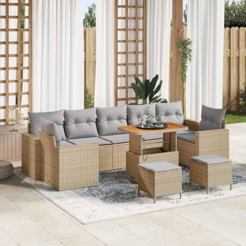 Qnhdfrt Outdoor Sofa Set Vier Sitzer Beige Poly Rattan Gartenmöbel Set mit Couchtisch Modulares Design Wetterfest für Terrasse Balkon Garten Qnhdfrt Outdoor Sofa Set Vier Sitzer Beige Poly Rattan Gartenmöbel Set mit Couchtisch Modulares Design Wetterfest für Terrasse Balkon Garten von Qnhdfrt