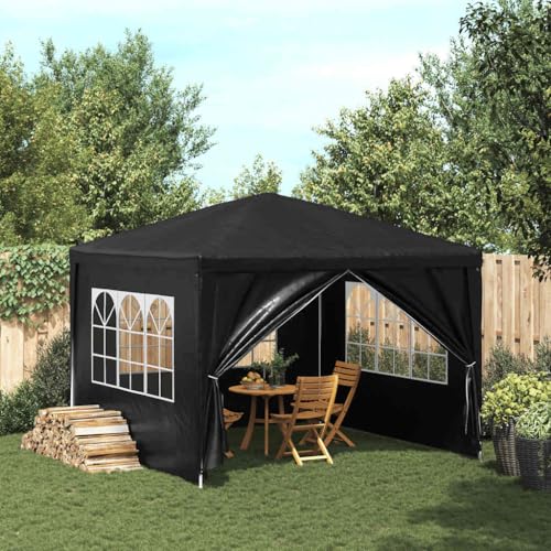 Qnhdfrt Partyzelt 3 x 3 m Anthrazit Gartenzelt mit UV und wasserbeständigem PE Dach Stahlrahmen für Gartenpartys Camping und Outdoor Events von Qnhdfrt