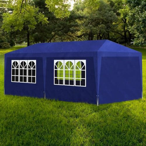 Qnhdfrt Partyzelt 3x6 m Blau Gartenpavillon mit UV und wasserbeständigem PE Dach Stahlrahmen für Gartenpartys Camping und Outdoor Events von Qnhdfrt