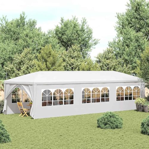 Qnhdfrt Partyzelt 3x9 m Weiß Gartenzelt mit UV- und wasserbeständigem PE-Dach Stahlrahmen für Gartenpartys und Outdoor-Events von Qnhdfrt
