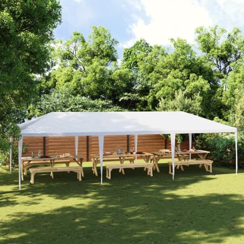 Qnhdfrt Partyzelt 9x4 m Weiß Pavillon stabil aus UV-beständigem PE mit robustem Eisenrahmen 2,7 m Höhe für Gartenfeste Camping Events von Qnhdfrt