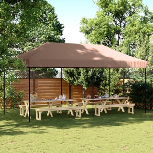 Qnhdfrt Partyzelt Faltbar Pop Up Braun 580 x 292 x 315 cm Wasserdichtes Gartenzelt mit Stabilem Stahlgestell für Grillpartys Hochzeiten und Outdoor Events von Qnhdfrt