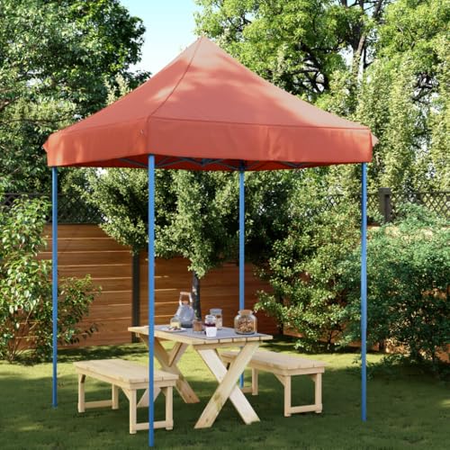 Qnhdfrt Partyzelt Faltbar Pop Up Terrakottarot 200x200x306 cm Gartenpavillon mit Wasserdichtem Dach für Outdoor Events Grillpartys und Camping von Qnhdfrt