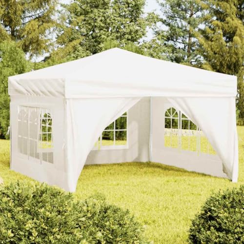 Qnhdfrt Partyzelt Faltbar mit Seitenwänden 3x3 m Creme Robuster Pavillon für Garten Camping und Grillpartys UV Schutz und Wasserdicht von Qnhdfrt