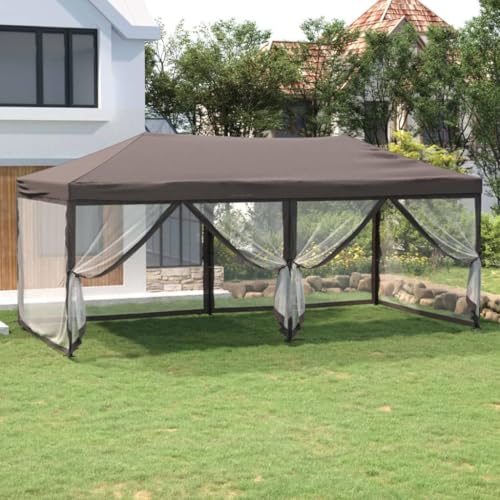 Qnhdfrt Partyzelt Faltbar mit Seitenwänden Taupe 3x6 m Robuster Pavillon aus 210D Oxford-Gewebe und wasserdicht für Gartenpartys Camping und Outdoor Events von Qnhdfrt