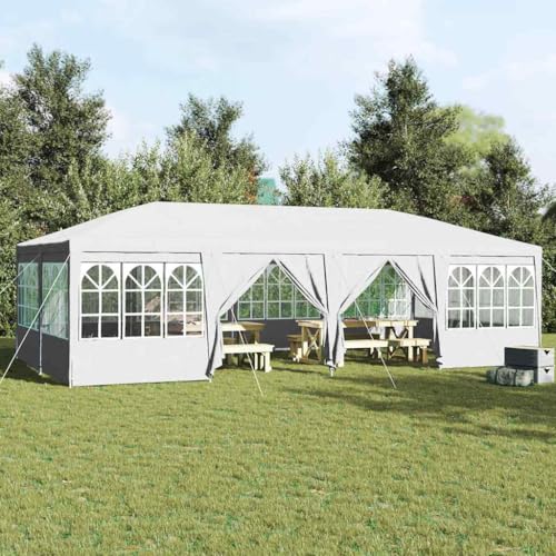 Qnhdfrt Partyzelt Weiß 8 x 4 m Rechteckiges Gartenzelt aus Robustem Polyethylen mit UV Schutz und Wasserdichter Abdeckung für Outdoor Events bis 10 Personen von Qnhdfrt