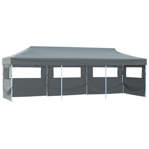 Qnhdfrt Partyzelt faltbar mit 5 Seitenwänden 870x291x315 cm Anthrazit UV- und wasserbeständiges Gartenzelt für Outdoor-Events Grillen Camping und Festivals von Qnhdfrt