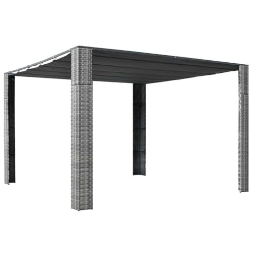 Qnhdfrt Pavillon 300x300 cm Grau Anthrazit mit Schiebedach Gartenpavillon aus PE-Rattan und Stahl Rahmen Wasserbeständig und Stabil für Garten Party Camping Qnhdfrt Pavillon 300x300 cm Grau Anthrazit mit Schiebedach Gartenpavillon aus PE-Rattan und Stahl Rahmen Wasserbeständig und Stabil für Garten Party Camping von Qnhdfrt