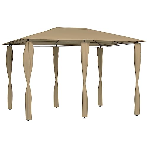 Qnhdfrt Pavillon 3x4x2.6 m Gartenpavillon mit Pfostenabdeckungen aus Stahl und Stoff Taupe 160 g/m² Robustes Event Shelter für Grillabende und Outdoor-Partys von Qnhdfrt