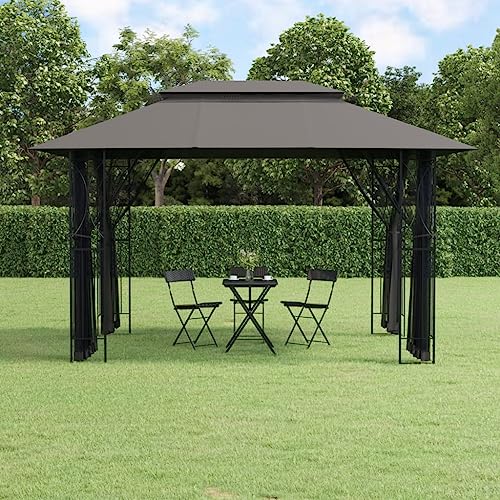 Qnhdfrt Pavillon Garten 400x300x270 cm Anthrazit Stahlrahmen mit Doppeldach und Mesh-Seitenwänden Robust & Wasserdicht für Outdoor-Partys Picknicks und Camping Qnhdfrt Pavillon Garten 400x300x270 cm Anthrazit Stahlrahmen mit Doppeldach und Mesh-Seitenwänden Robust & Wasserdicht für Outdoor-Partys Picknicks und Camping von Qnhdfrt