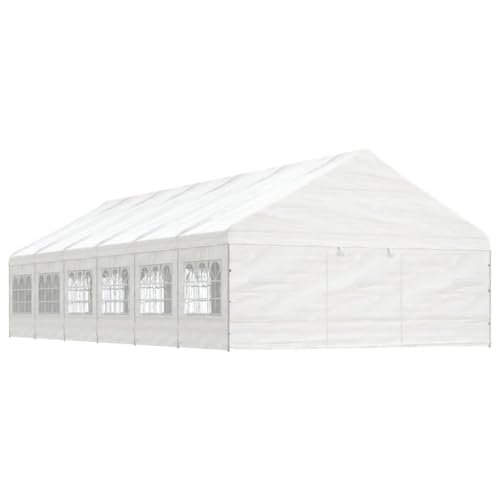 Qnhdfrt Pavillon Weiß 13,38x5,88x3,75 m mit 14 Seitenwänden und Reißverschluss Eingängen Robuster PE Stoff und verzinkter Stahlrahmen für Garten Camping und Outdoor Events von Qnhdfrt