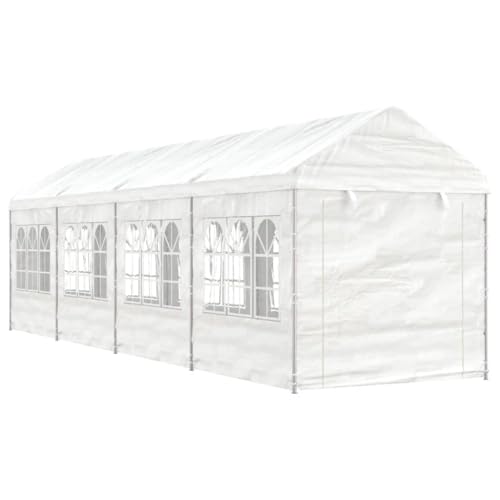 Qnhdfrt Pavillon Weiß 8,92x2,28x2,69 m mit 10 Seitenwänden und Reißverschluss Eingängen Robuster PE Stoff und verzinkter Stahlrahmen für Garten Camping und Outdoor Events von Qnhdfrt
