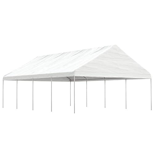 Qnhdfrt Pavillon mit Dach Weiß 8,92x5,88x3,75 m Robuster Gartenpavillon aus PE und Stahl für Outdoor-Partys Camping und Grillabende von Qnhdfrt
